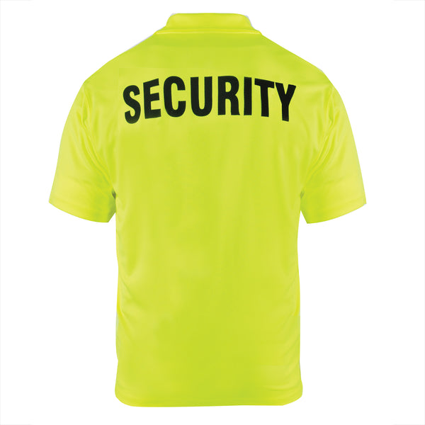 Moisture Wicking Security Polo Shirt- Hi Viz- Safety Green