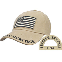American Flag Embroidered Cap-Khaki