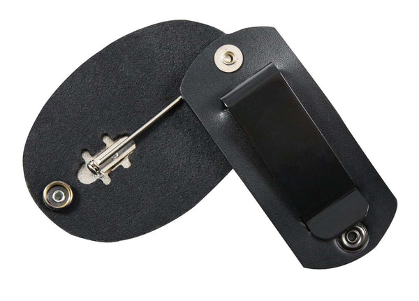 Leather Clip-On Badge Holder with Swivel Snap