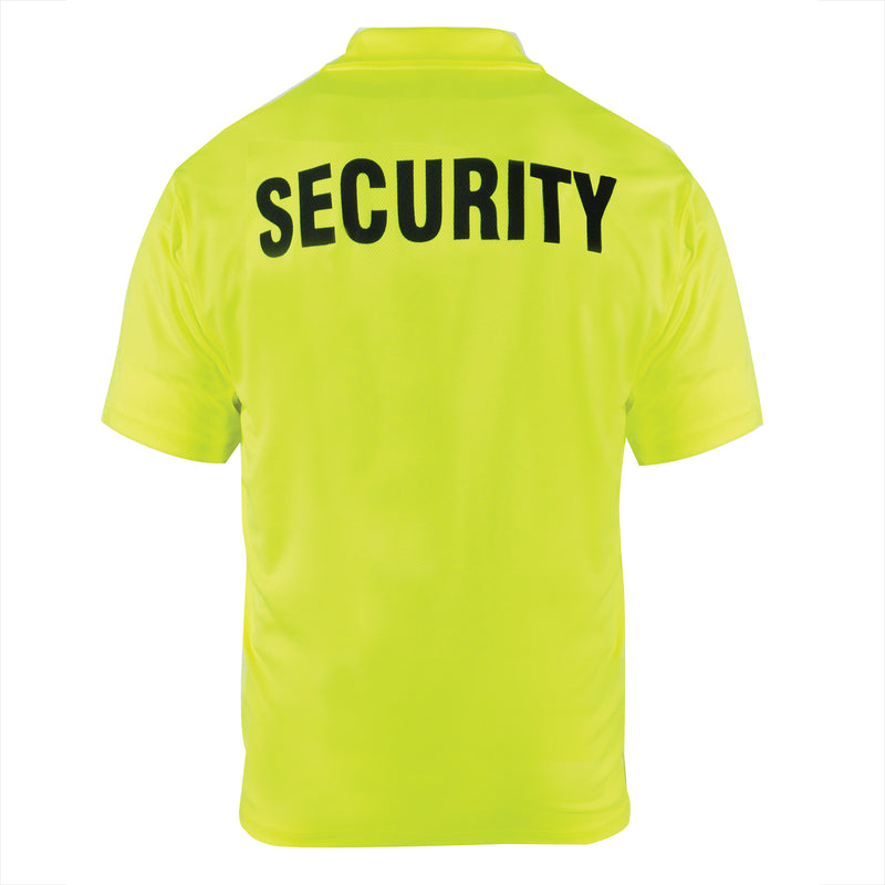 Moisture Wicking Security Polo Shirt- Hi Viz- Safety Green