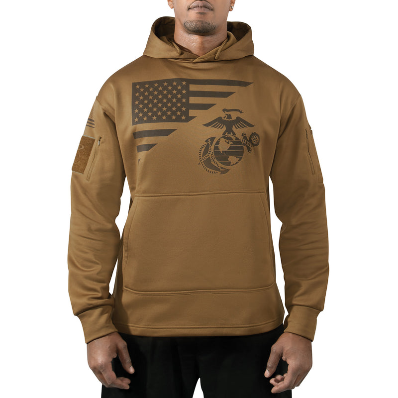US Flag / USMC Eagle, Globe, & Anchor Concealed Carry Hoodie-Coyote