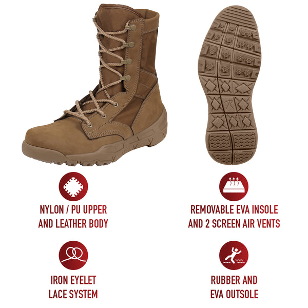 Rothco Waterproof V-Max Lightweight Tactical Boots - AR 670-1 Coyote Brown