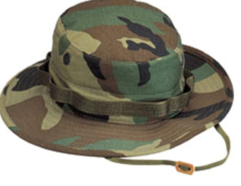 Boonie Hat Woodland Camo-100% Rip-Stop or Poly/Cotton Blend