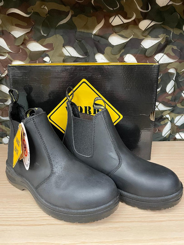 Work Zone 6" Pull on Work Boot - Steel Toe- Black