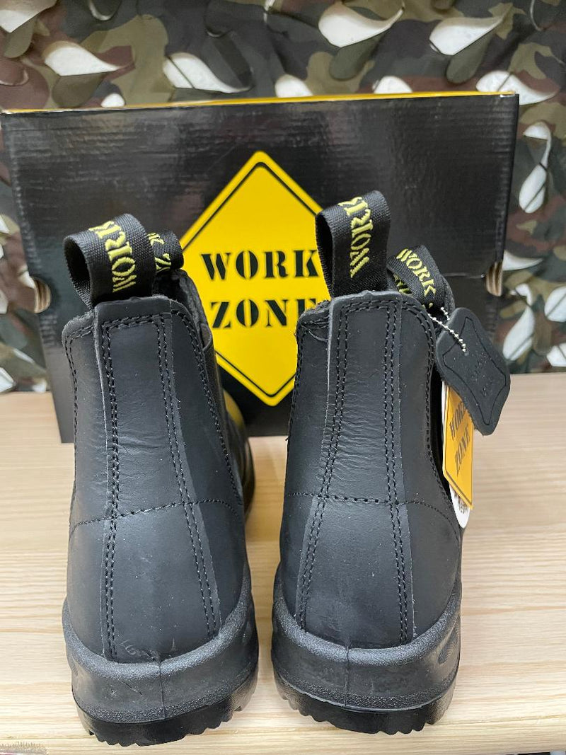 Work Zone 6" Pull on Work Boot - Steel Toe- Black