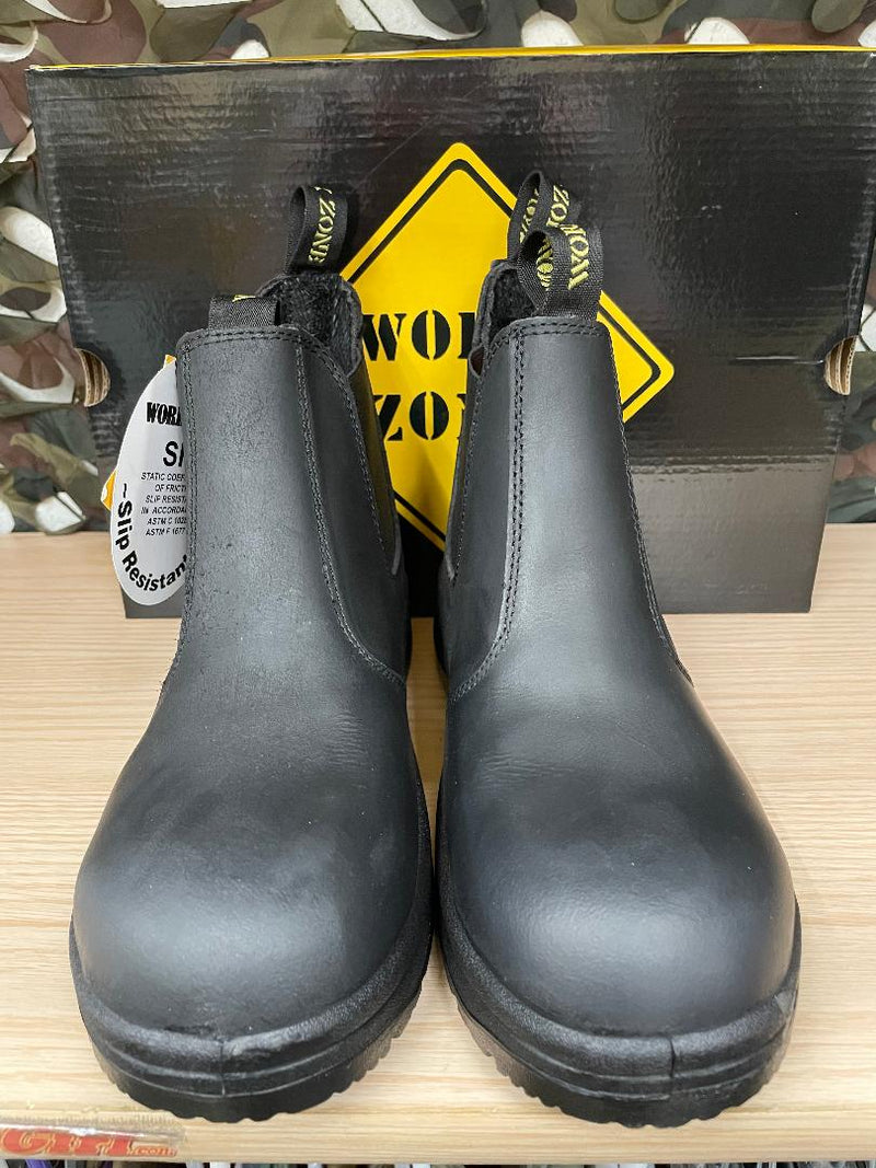 Work Zone 6" Pull on Work Boot - Steel Toe- Black