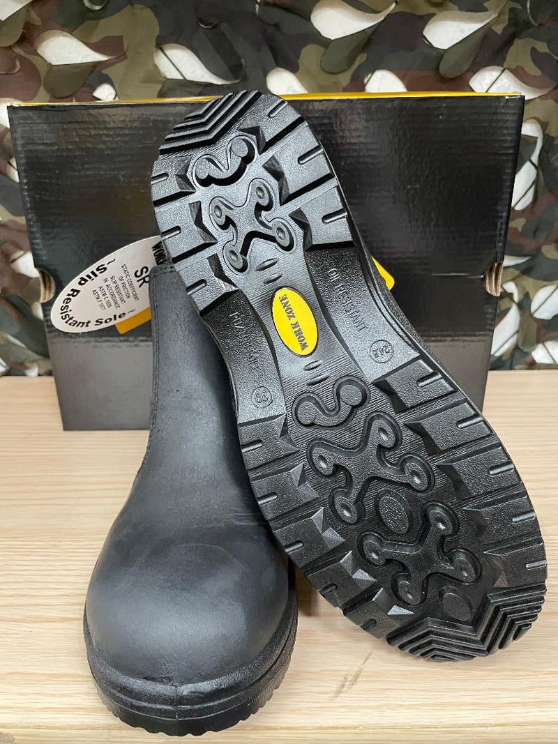 Work Zone 6" Pull on Work Boot - Steel Toe- Black