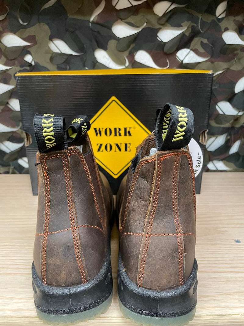 Work Zone 6" Pull on Work Boot - Steel Toe- Brown