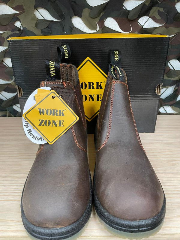 Work Zone 6" Pull on Work Boot - Steel Toe- Brown