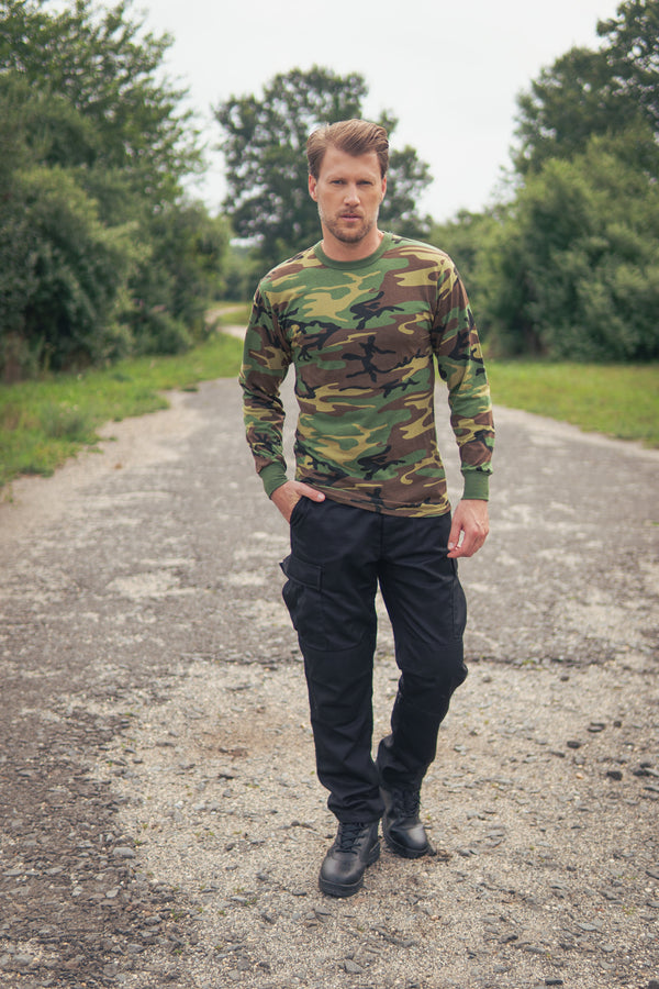 Long Sleeve Woodland Camo Tees