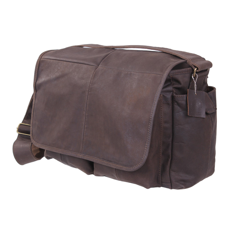 Rothco Brown Leather Classic Messenger Bag