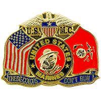 U.S. MARINES- PIN- THESE COLORS DON'T RUN-  1 1/4"