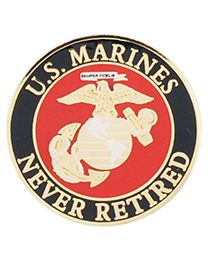 U.S. MARINES LOGO PIN- NEVER RETIRED