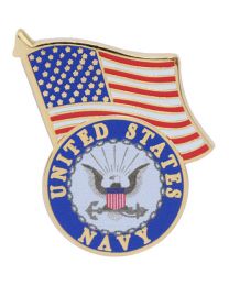 U.S. NAVY PIN- NAVY/FLAG