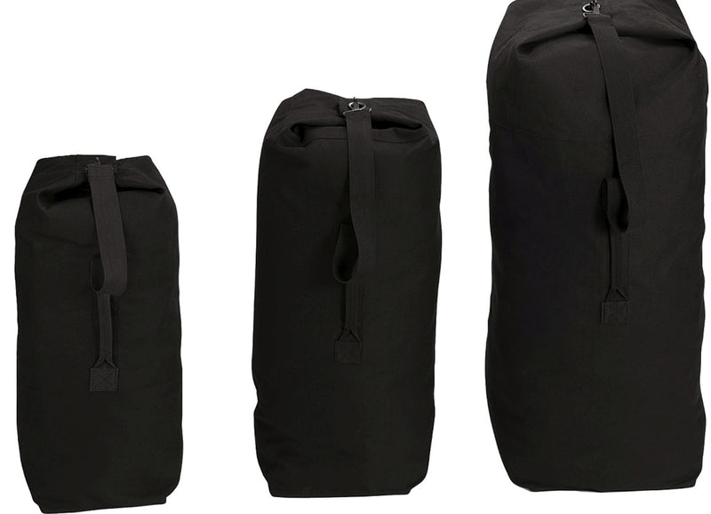 Top Load Canvas Duffle Bags- Black or Olive Drab