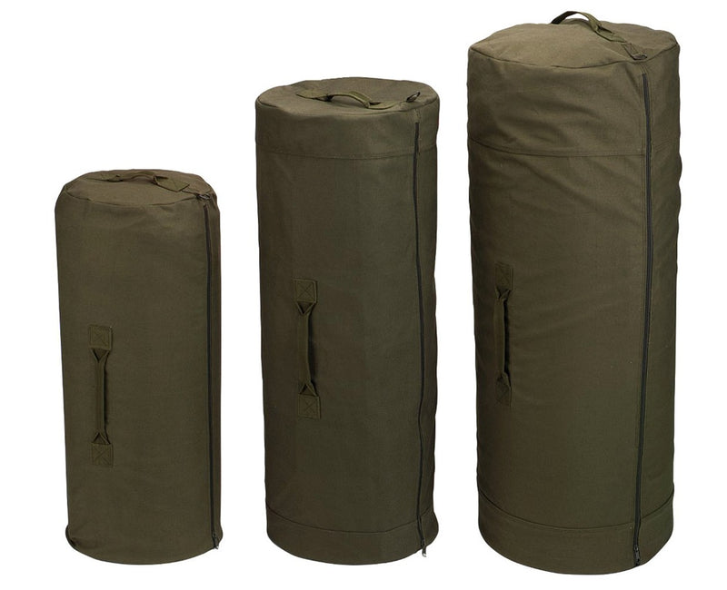 Side Zipper Canvas Duffel Bags- Black or Olive Drab