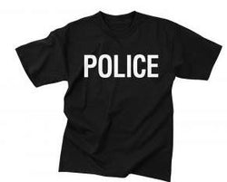 Police Black Official Issue Double Sided Raid  Short Sleeve Tee Shirt