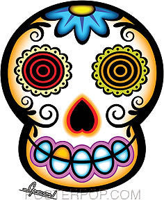 Chico Von Spoon White Sugar Skull Sticker