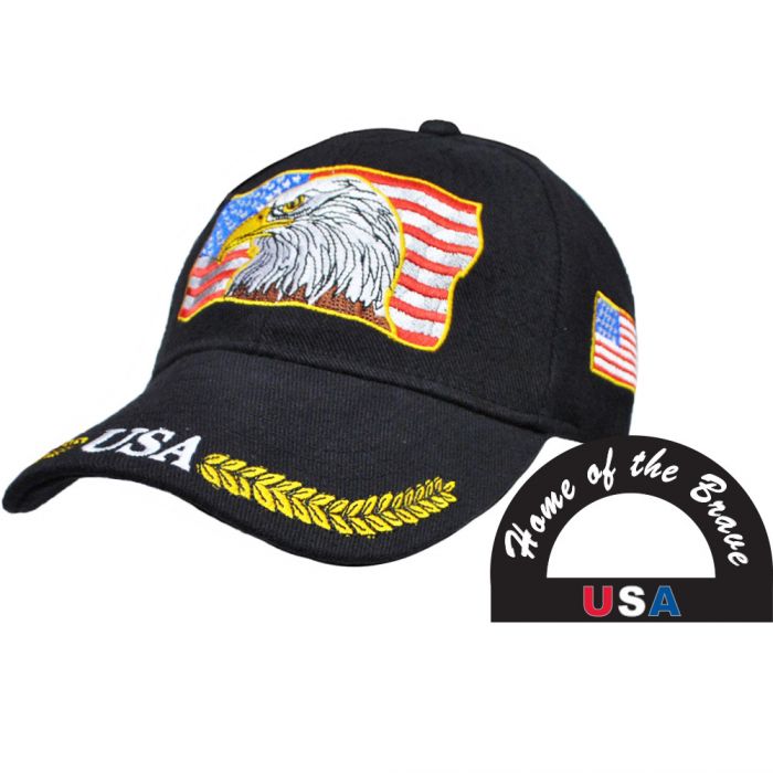 American Flag with Eagle Embroidered Cap