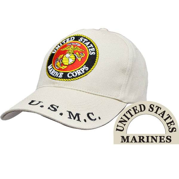 U.S.M.C Logo Embroidered Cap in Khaki