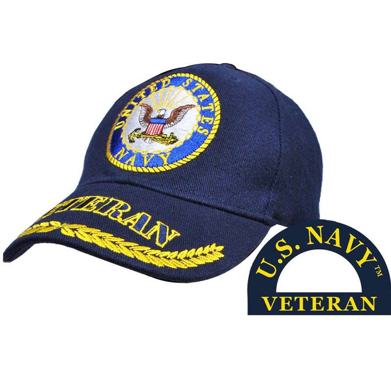 US Navy Veteran Logo Embroidered Cap With Wreath