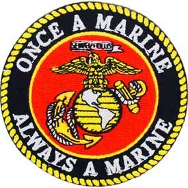 Marines Logo Patch- ONCE A MARINE - 3" -FREE SHIPPING