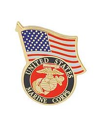 USMC LOGO,W/USA FLAG- 1 1/4"