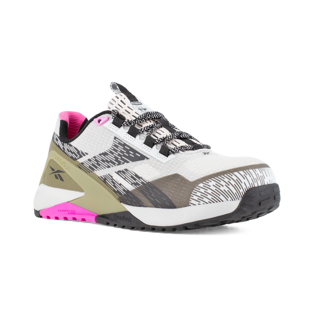 NANO X1 ADVENTURE WORK - RB383 Women's Athletic Work Shoe - Silver, Army Green, and Pink