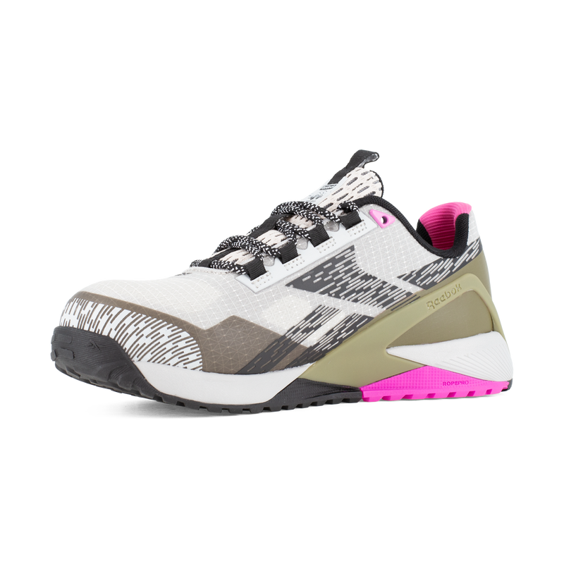 NANO X1 ADVENTURE WORK - RB383 Women's Athletic Work Shoe - Silver, Army Green, and Pink